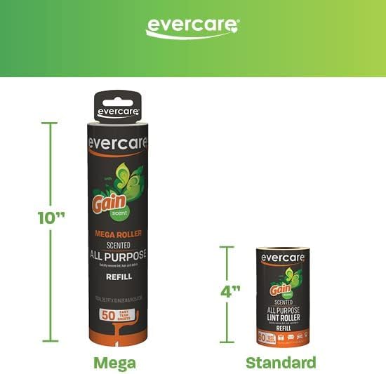 Evercare Pack of 3 Gain Scented All-Purpose Mega Lint Roller Refill Rolls, 50 Sheets Each