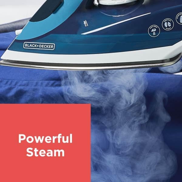 BLACK+DECKER Steam Iron for Clothes with Retractable Cord