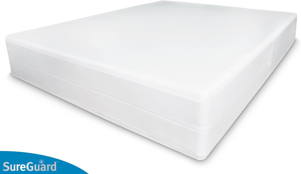 Queen Size SureGuard Box Spring Encasement - 100% Waterproof, Bed Bug Proof, Hypoallergenic - Premium Zippered Six-Sided Cover