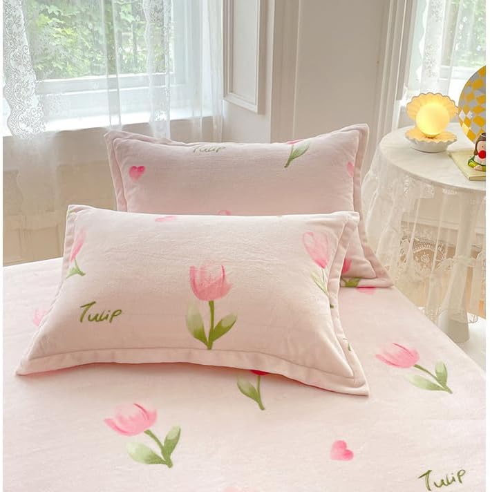 ZYFAB Winter Flannel Bed Skirt,Warm Thick Bed Cover Milk Velvet Bedspread Soft Cozy Bed Sheet Dust Ruffle Non-Slip Mattress Cover,C,150x200cmVersion A