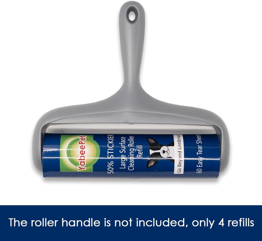 8 inch Large Surface Roller Refill for Scotch-Brite 50% Stickier Lint Roller, Works Great On Pet Hair (60 Sheets per Roll, 4 Pack)