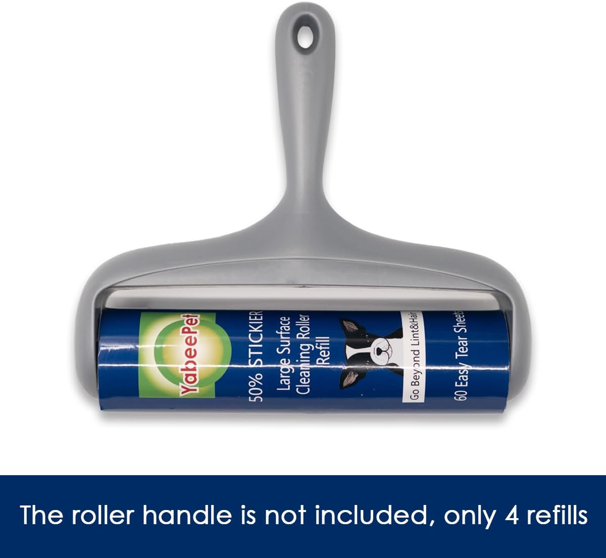 8 inch Large Surface Roller Refill for Scotch-Brite 50% Stickier Lint Roller, Works Great On Pet Hair (60 Sheets per Roll, 4 Pack)