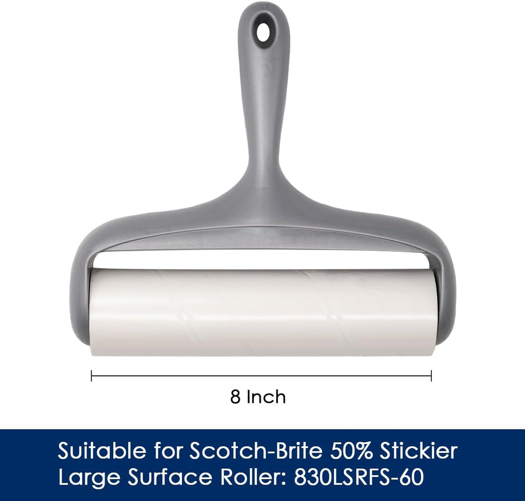 8 inch Large Surface Roller Refill for Scotch-Brite 50% Stickier Lint Roller, Works Great On Pet Hair (60 Sheets per Roll, 4 Pack)