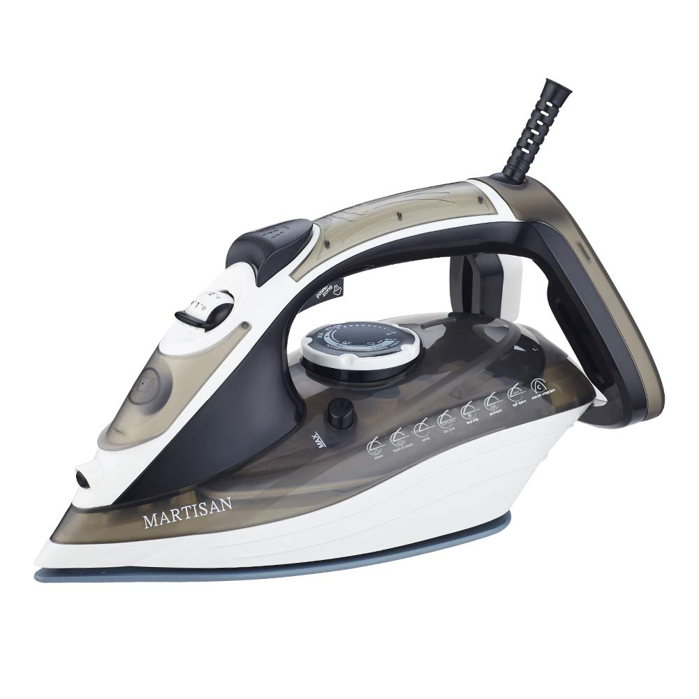 Martisan Cordless Iron for Clothes, 1600W, Wireless, Rapid Heating, Retractable Cord, Power Charging Base, Ceramic Soleplate, Auto-off, Anti-calc, Anti-drip, Self Clean