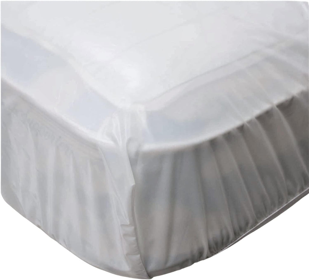 Vinyl Plastic Mattress Protector Fitted Sheet Style Waterproof Mattress Cover Breathable - Bed Wetting and Spill Protection for Mattress Fits a Mattress Up to 11.5" Deep (Queen 80" x 60" x 11.5 Deep)