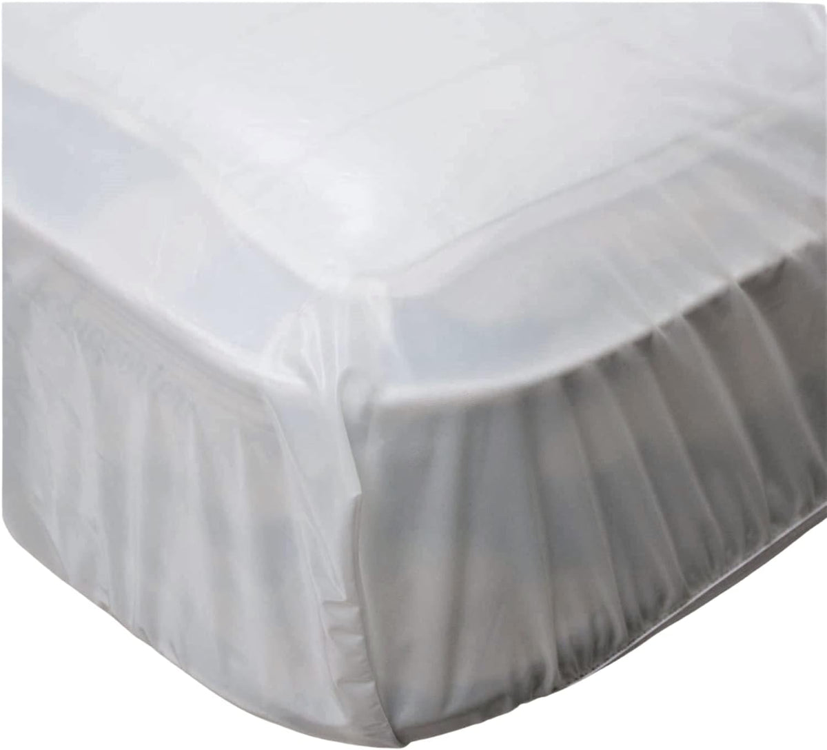 Vinyl Plastic Mattress Protector Fitted Sheet Style Waterproof Mattress Cover Breathable - Bed Wetting and Spill Protection for Mattress Fits a Mattress Up to 11.5" Deep (Queen 80" x 60" x 11.5 Deep)
