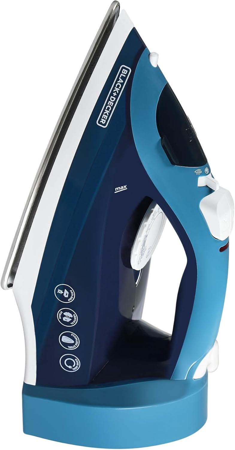BLACK+DECKER Steam Iron for Clothes with Retractable Cord