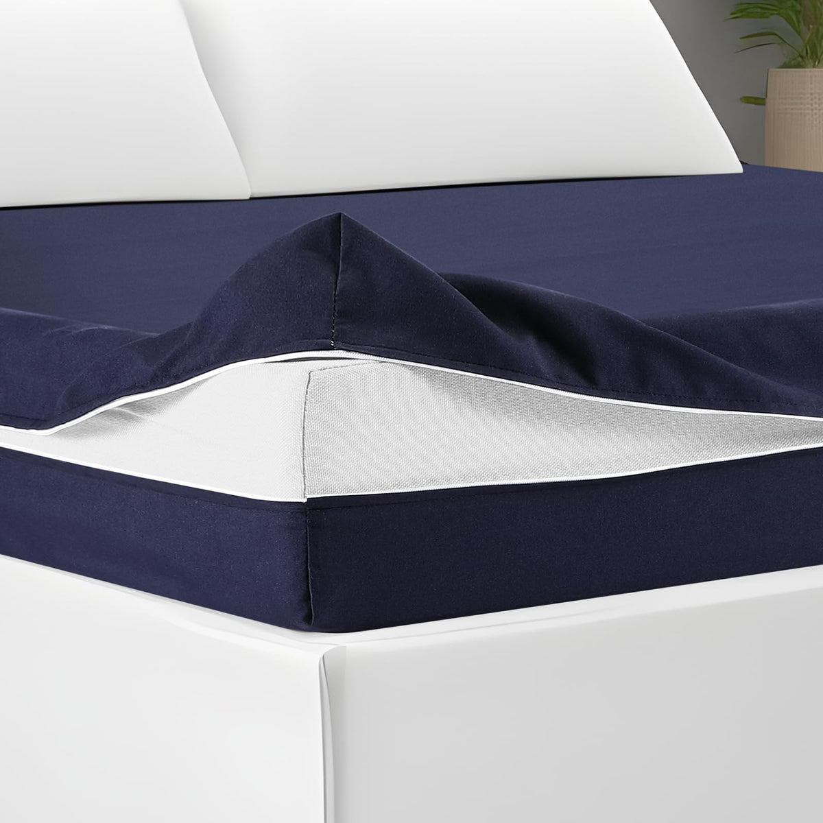 HunnmingRe Zippered Mattress Protector Fitted, Dark Gray, Queen,6-8in