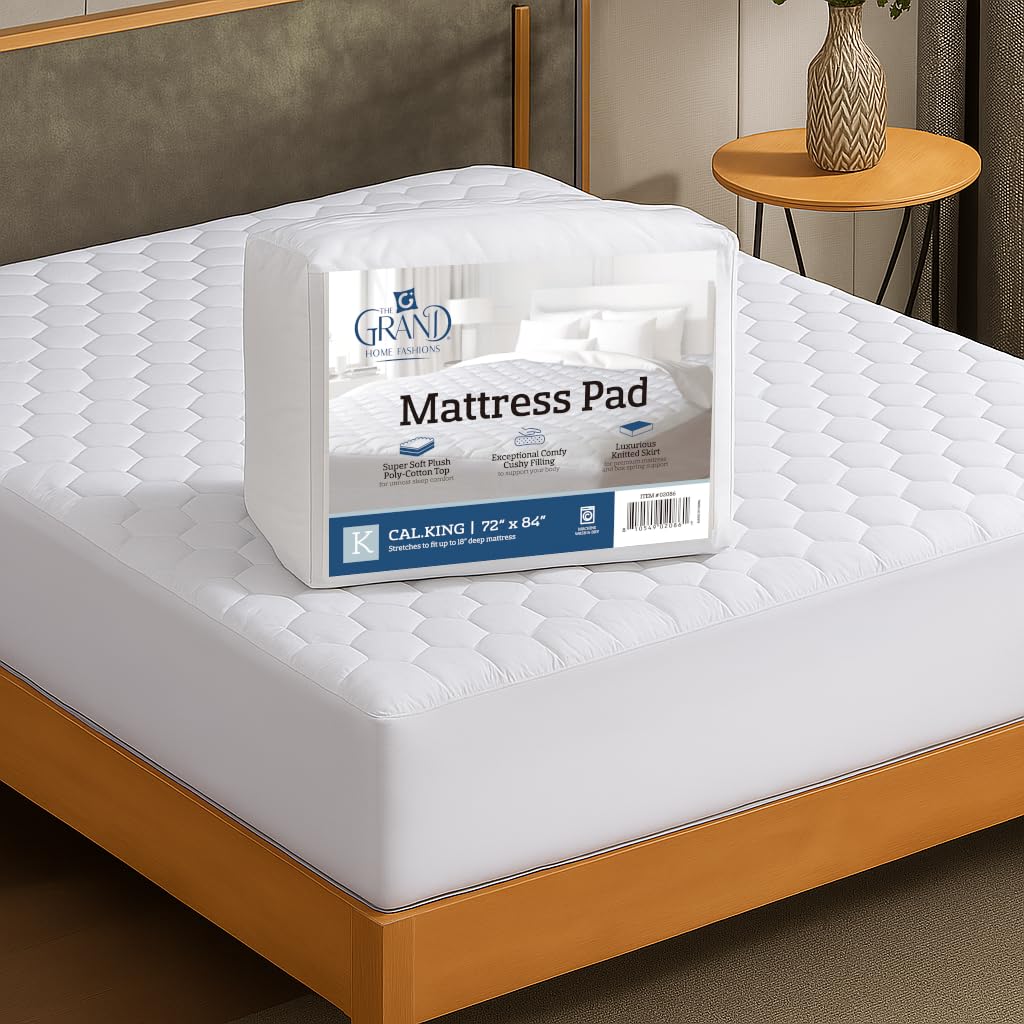 The Grand Hotel Collection Twin Size Hybrid Mattress Protector & Pad - Soft and Comfortable Bed Sheet Cover that Restores the Beauty of Your Mattress, While Protecting from Stains, Dust, and Dirt.