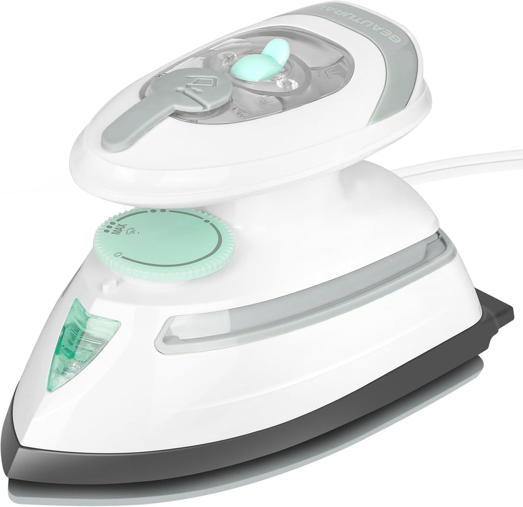 BEAUTURAL Mini Travel Steam Iron for Clothes with Dual Voltage, White