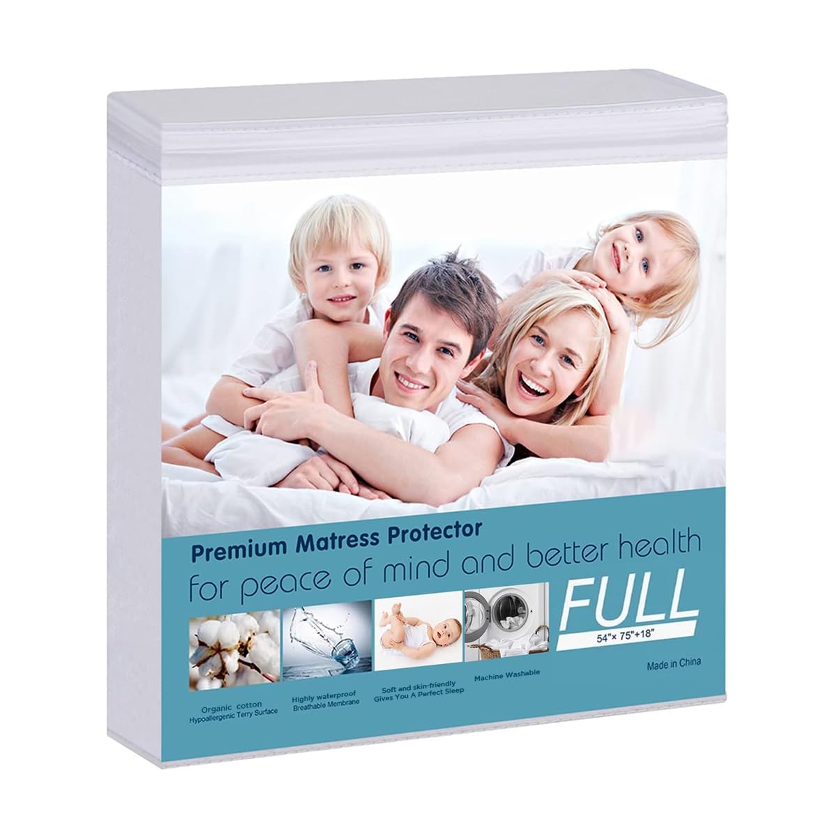 Waterproof Mattress Protector Twin Size, Terry Cotton Fitted Sheet Style with Deep Pocket 18" – Breathable TPU Cooling Cover, 39"x75"