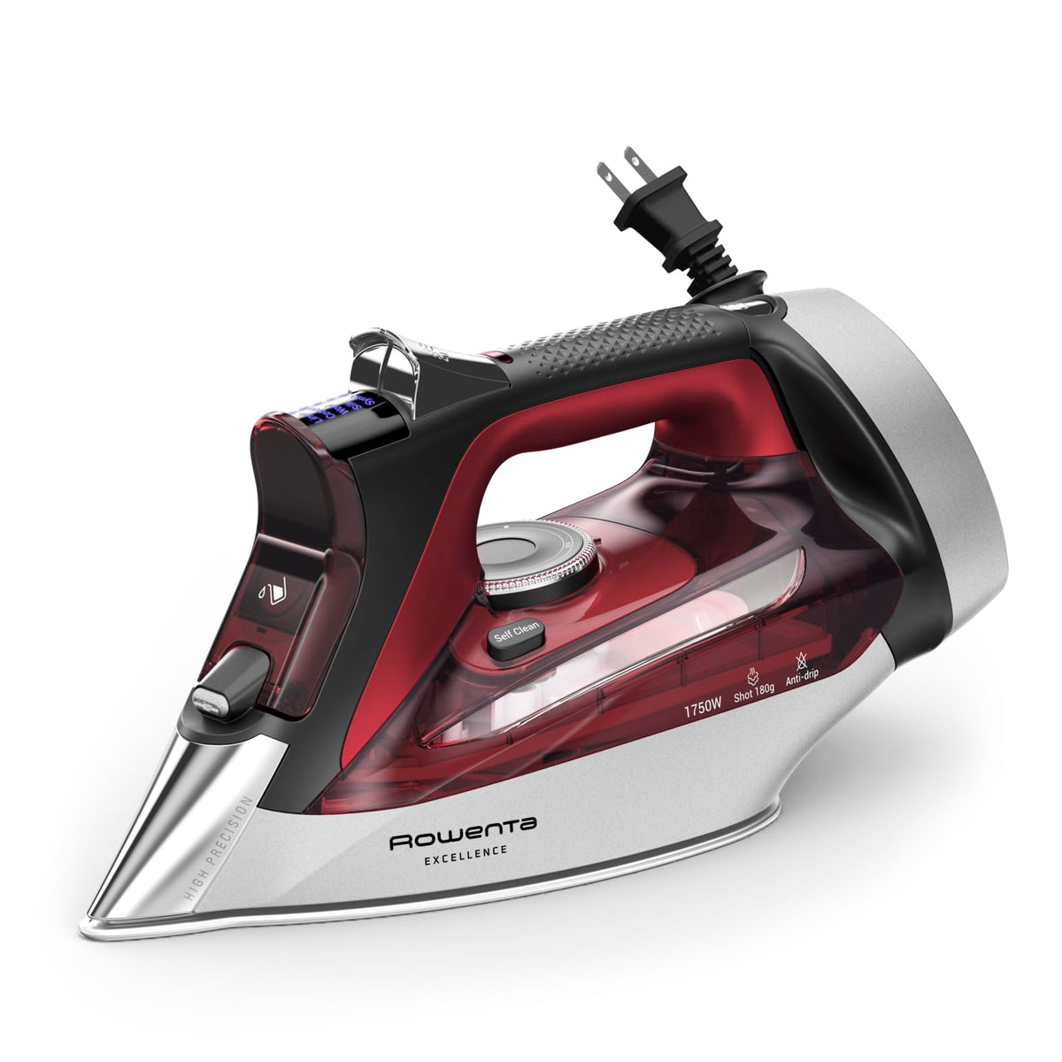 Rowenta Focus Excel Steam Iron for Clothes, Anti-Drip Protection, Iron Steamer for Clothes, 1725 Watts, DW5280, Grey