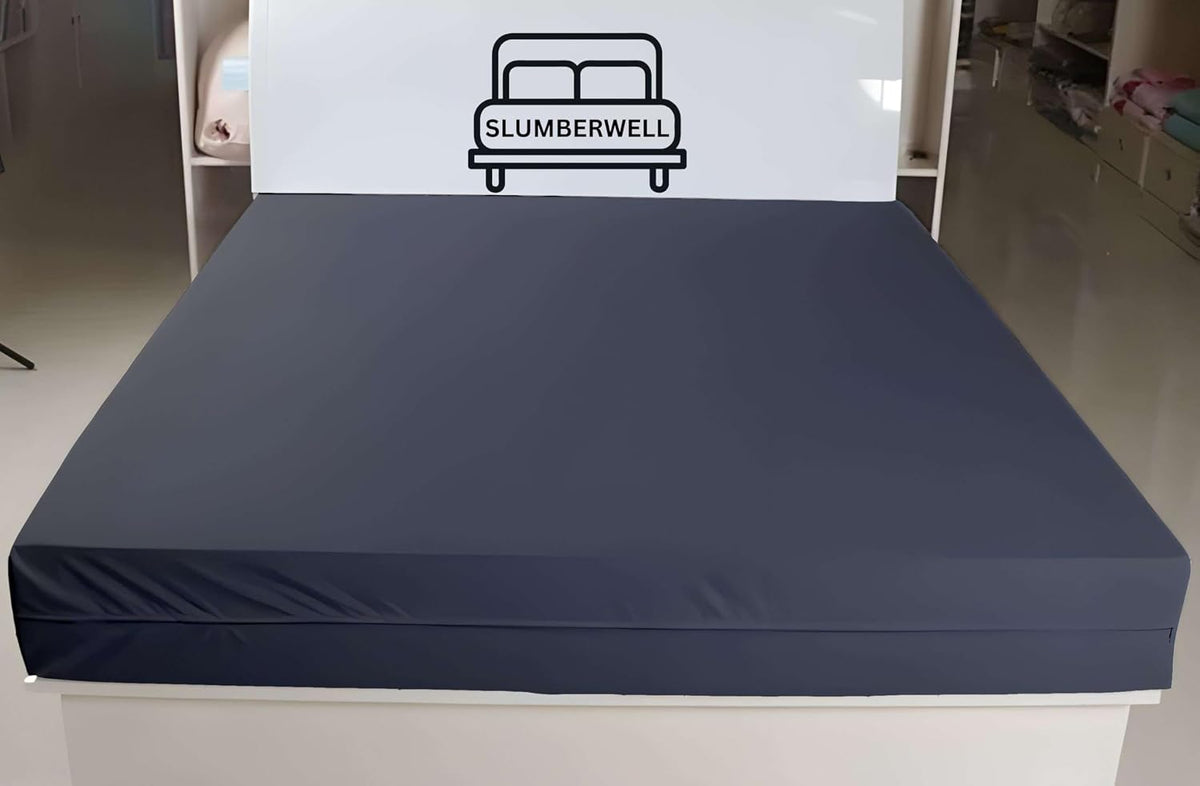Zipper Fitted Sheet Queen 12" Deep Pocket Microfiber, Dark Grey