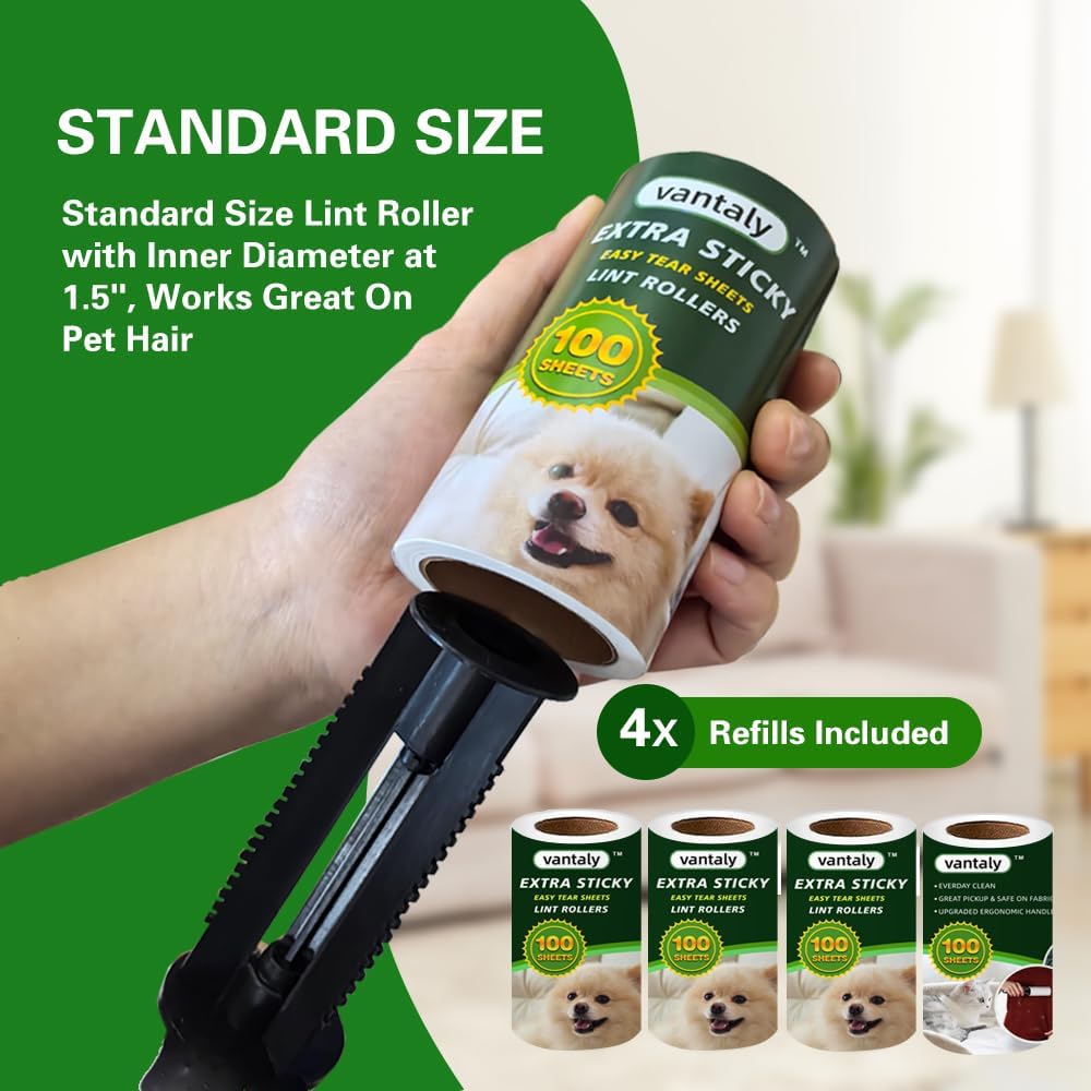 Lint Rollers for Pet Hair Extra Sticky, Lint Remover for Clothes, Clean The Hair on Sheeets Couch Furniture and Carpet,Dog lint Roller, 600 Sheets 2 Handles with 6 Rollers