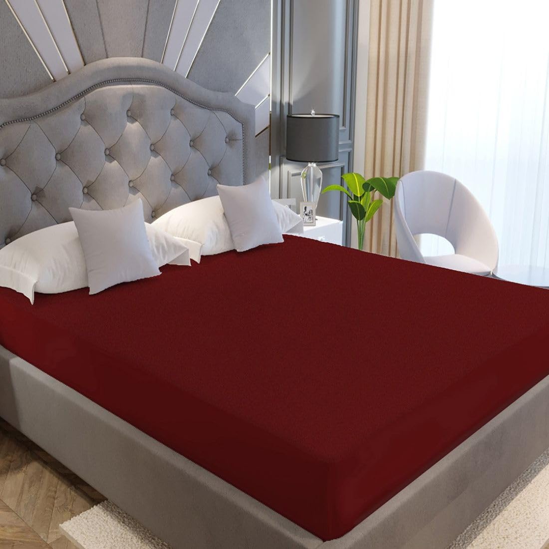 Terry Cotton Mattress Protector – Waterproof, Breathable, Soft & Noiseless Fitted Sheet Style Mattress Cover, Protects Against Spills, Stains & Dust