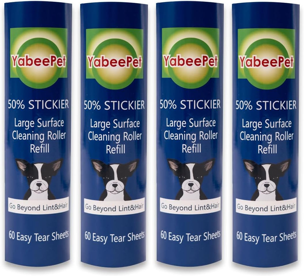 8 inch Large Surface Roller Refill for Scotch-Brite 50% Stickier Lint Roller, Works Great On Pet Hair (60 Sheets per Roll, 4 Pack)