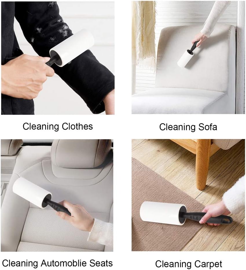 COMMEMA Lint Rollers for Pet Hair Extra Sticky, Pet Hair Remover Set Brush for Dog & Cat Hair Removal, Clothes, Furniture, 2 Handles with 4 Refills, 240 Total Sheets
