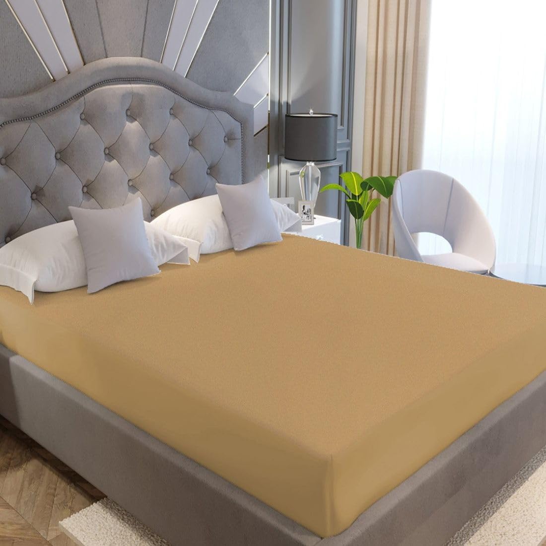 Terry Cotton Mattress Protector – Waterproof, Breathable, Soft & Noiseless Fitted Sheet Style Mattress Cover, Protects Against Spills, Stains & Dust