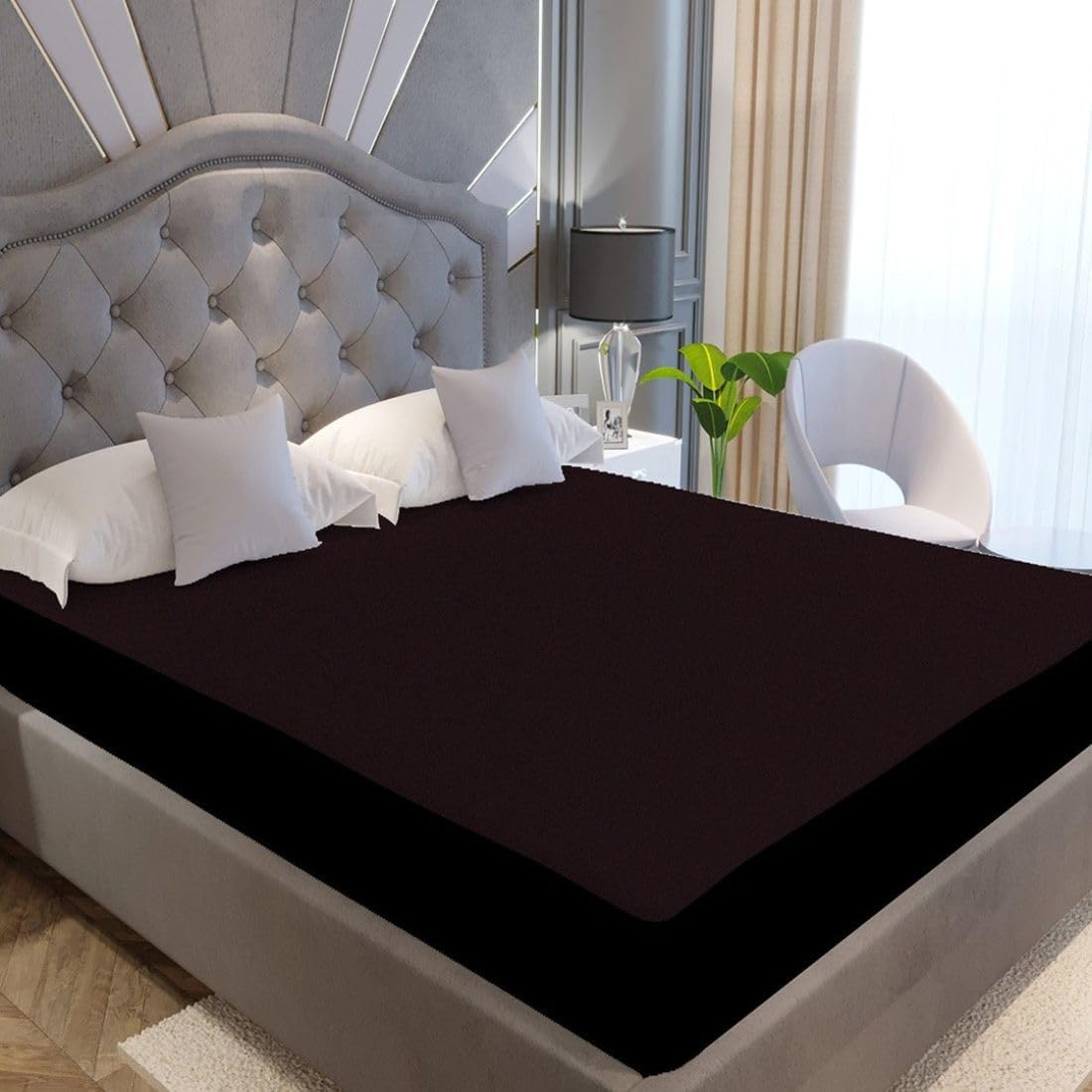 Terry Cotton Mattress Protector – Waterproof, Breathable, Soft & Noiseless Fitted Sheet Style Mattress Cover, Protects Against Spills, Stains & Dust