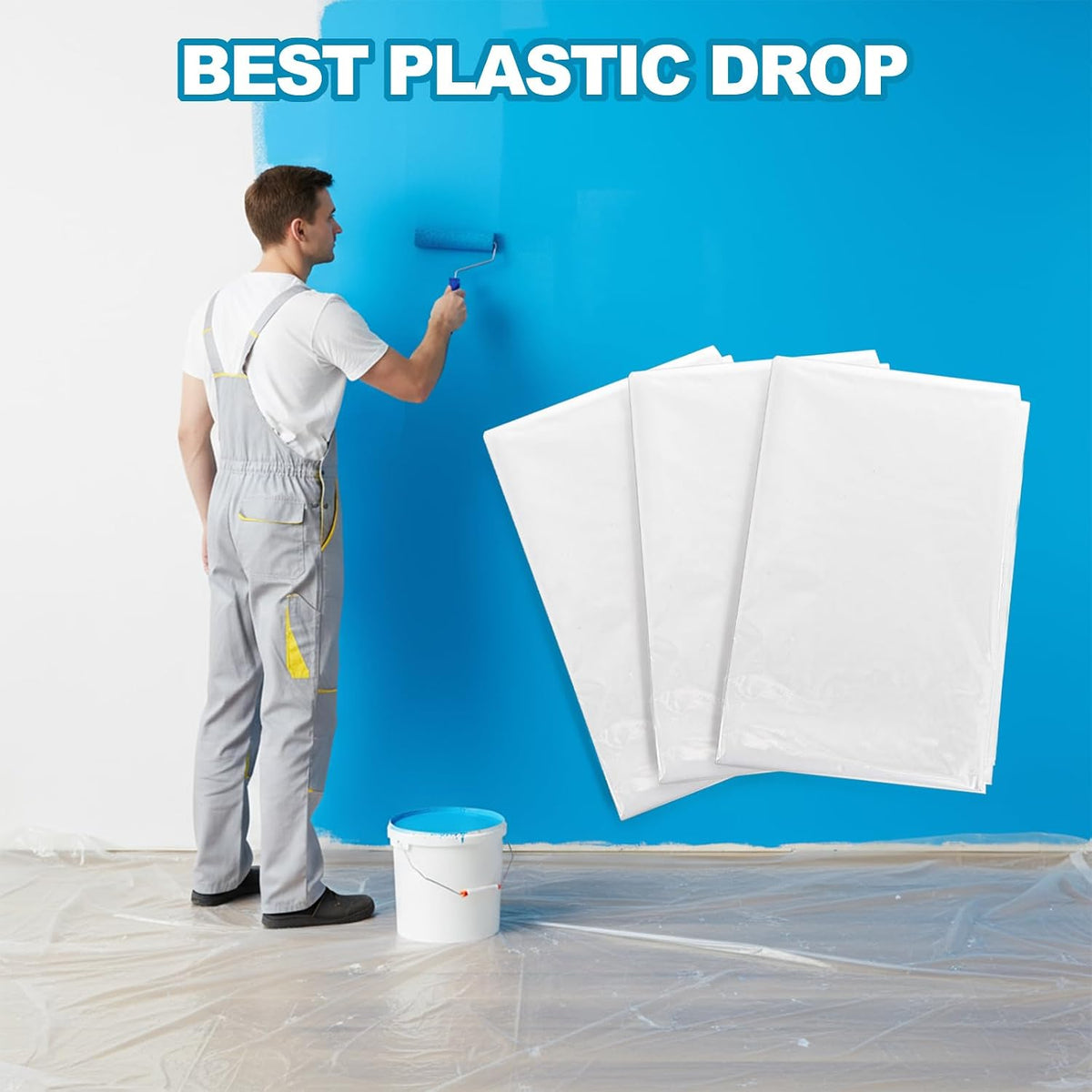 Foraineam 3 Pack Plastic Covers for Furniture, Waterproof & Dustproof Sofa Storage Covers, 118" x 158" Extra Large Bed Couch Protector Cover Shelter for Moving Protection and Long Term Storage