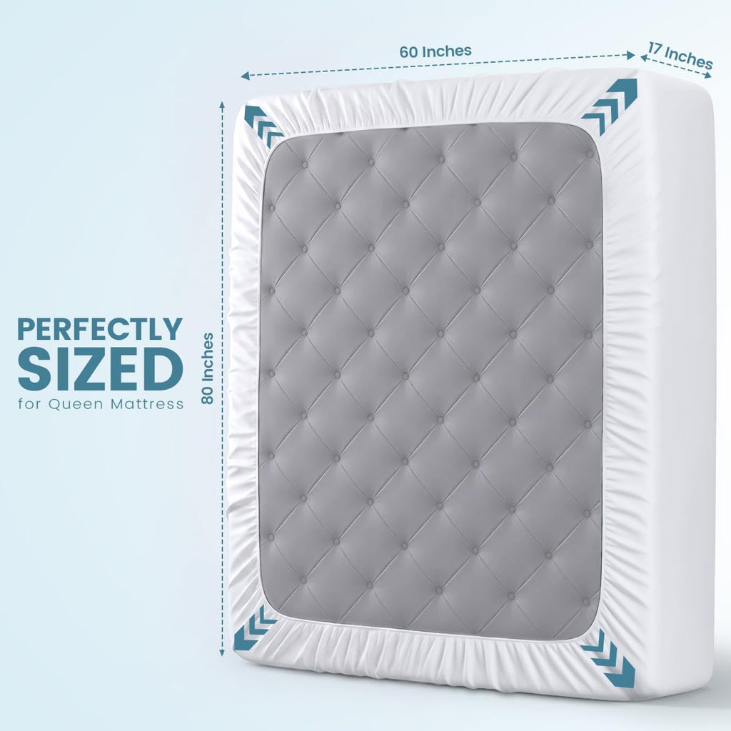 Waterproof Queen Size Mattress Protector fits Upto 17" Deep Pocket