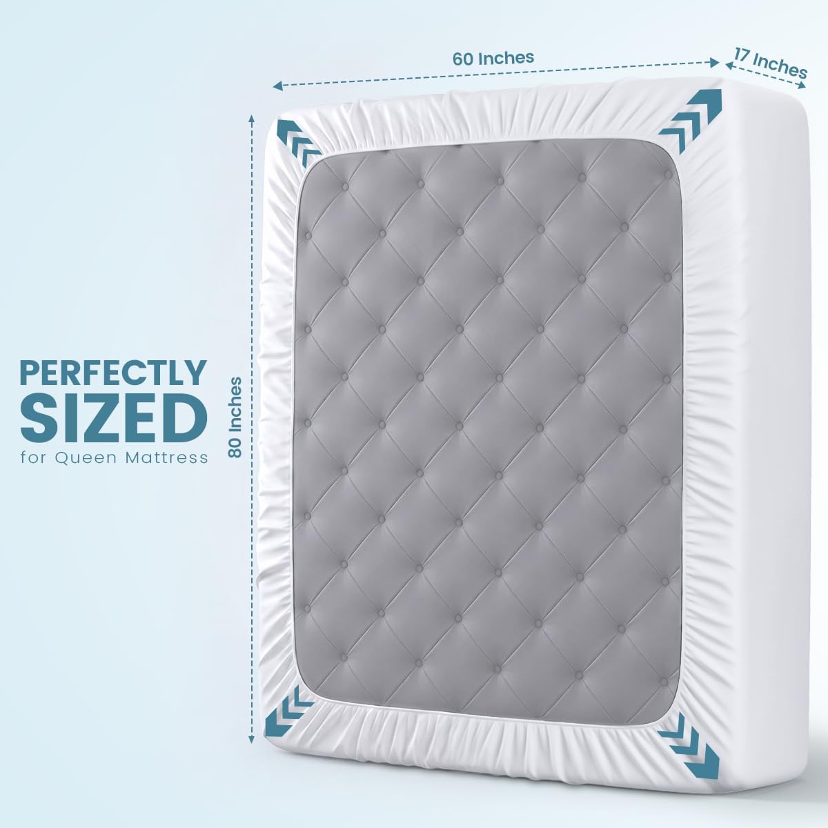 Waterproof Queen Size Mattress Protector fits Upto 17" Deep Pocket