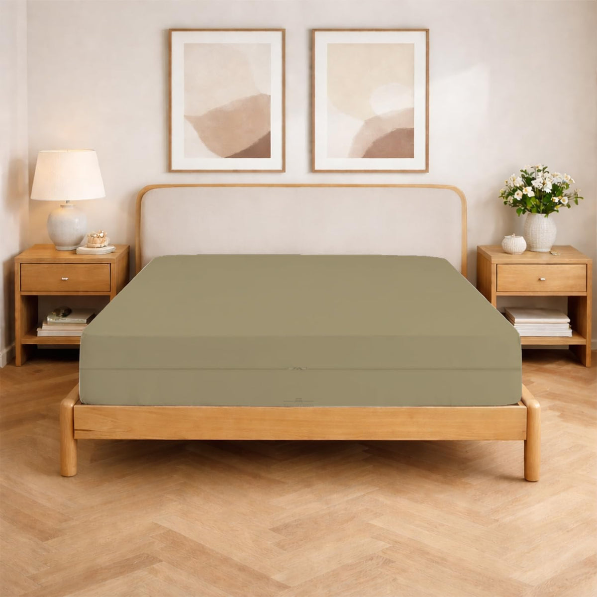 Queen Size Microfiber 1 PC Zipper Fitted Sheet 4 Inch Deep , Dark Grey