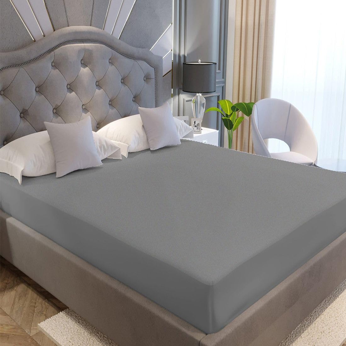 Terry Cotton Mattress Protector – Waterproof, Breathable, Soft & Noiseless Fitted Sheet Style Mattress Cover, Protects Against Spills, Stains & Dust