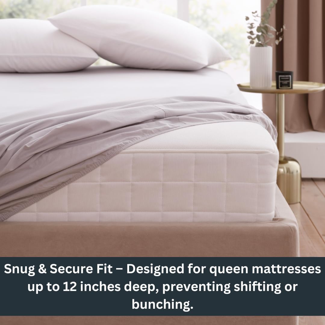 Zippered Waterproof Mattress Protector – 6-Sided Encasement, Bed Bug & Dust Mite Proof, 12” Deep Cover for Full Protection (Queen)