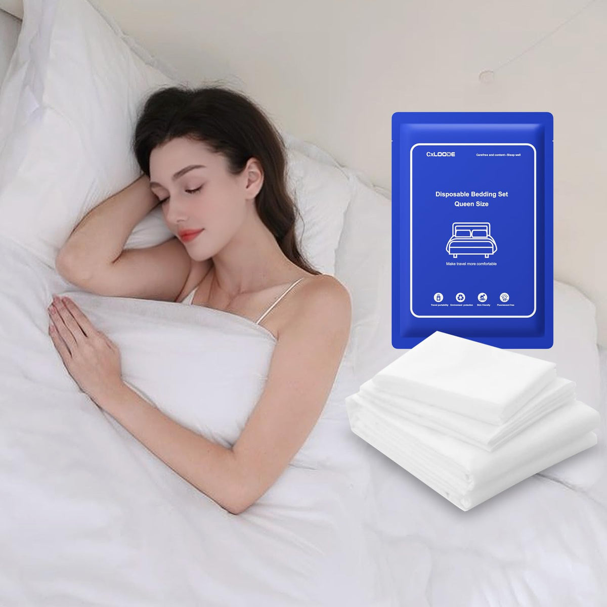 4 Pack Disposable Bed Sheet Queen Size for Travel