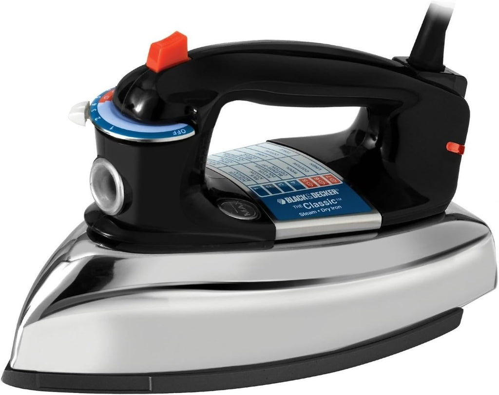 BLACK+DECKER Classic Steam Iron with Aluminum Soleplate