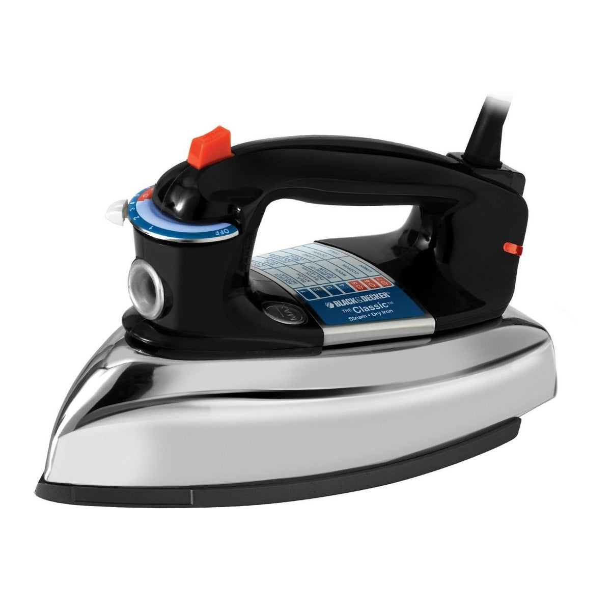 BLACK+DECKER Classic Steam Iron with Aluminum Soleplate