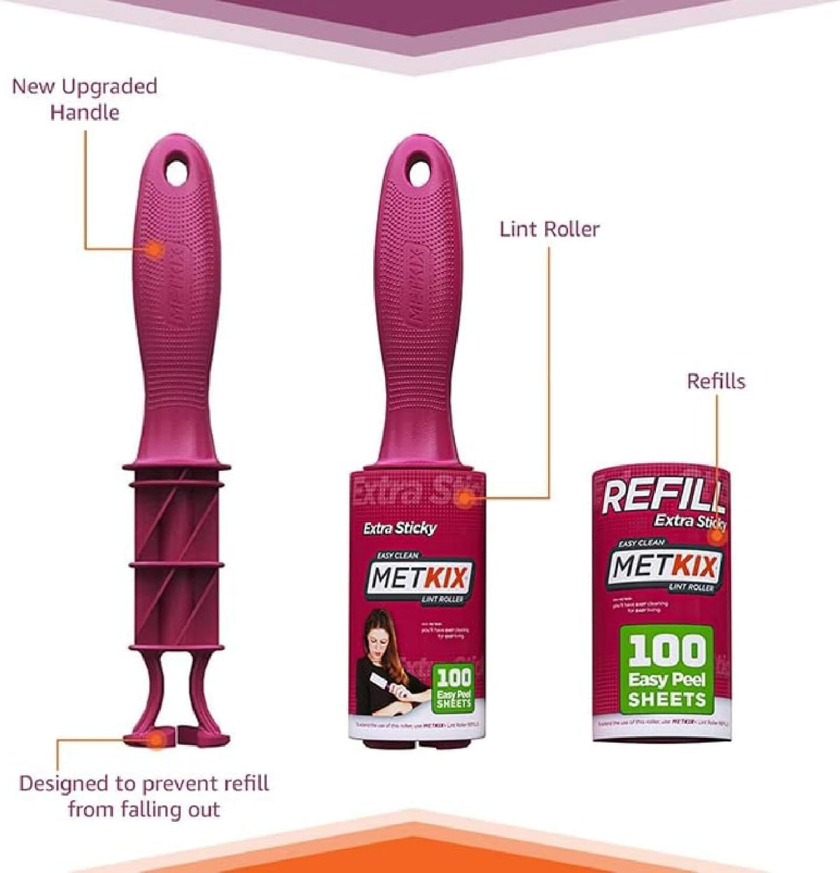 Refill for Metkix Lint Rollers 8 Pack (Total 800 Sheets)