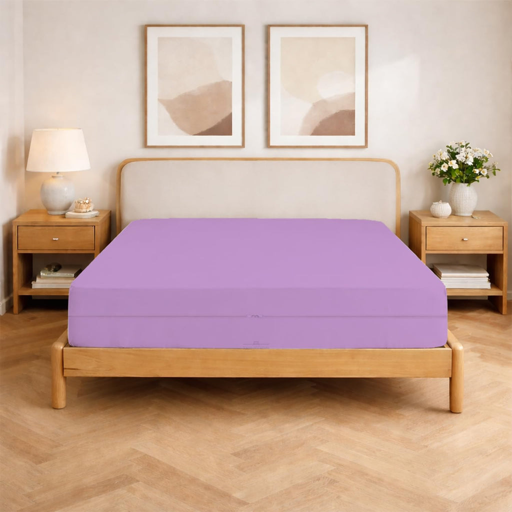 Queen Size Microfiber 1 PC Zipper Fitted Sheet 4 Inch Deep , Dark Grey