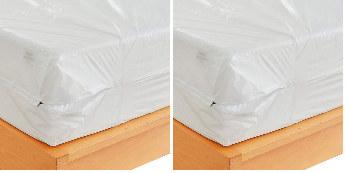 Waterproof Zippered Plastic Mattress Protector Encasement (Queen Size)