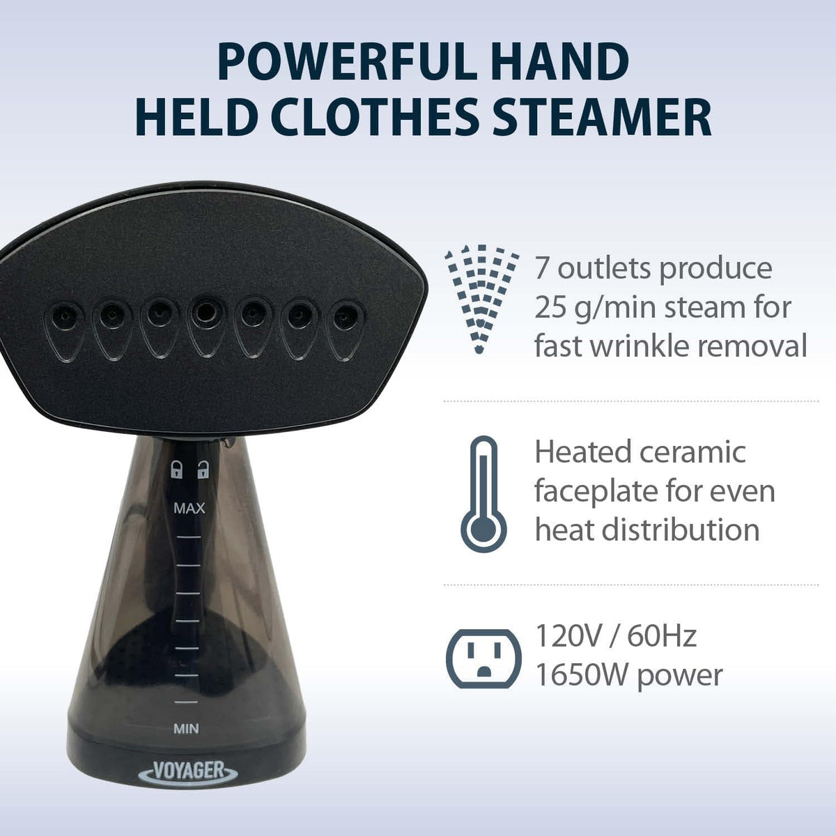 Voyager Cloud Handheld Clothes Steamer, 1650W, Matte Black