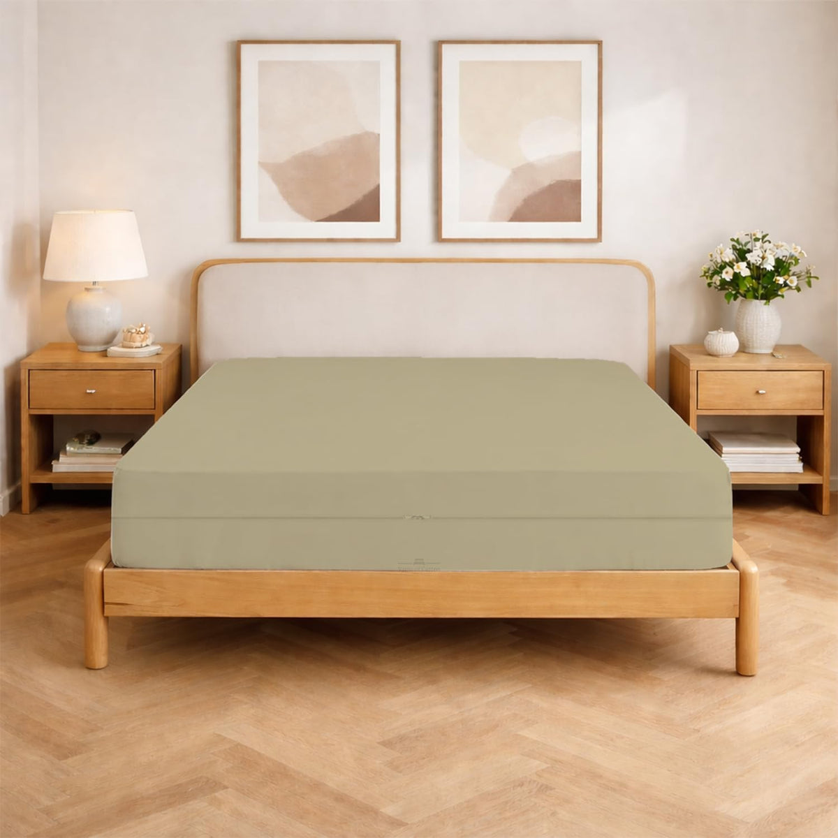 Queen Size Microfiber 1 PC Zipper Fitted Sheet 4 Inch Deep , Dark Grey