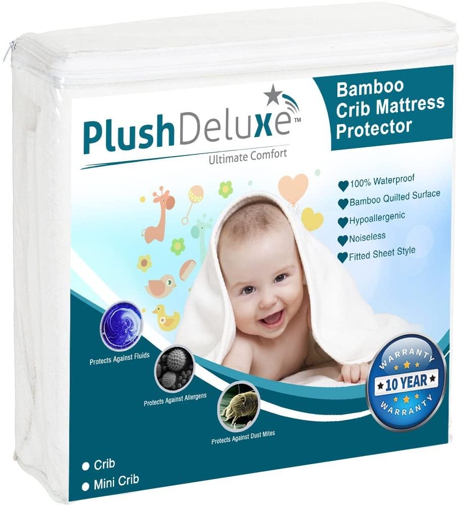 PlushDeluxe Bamboo Waterproof Mattress Protector, King Size, Ultra Soft