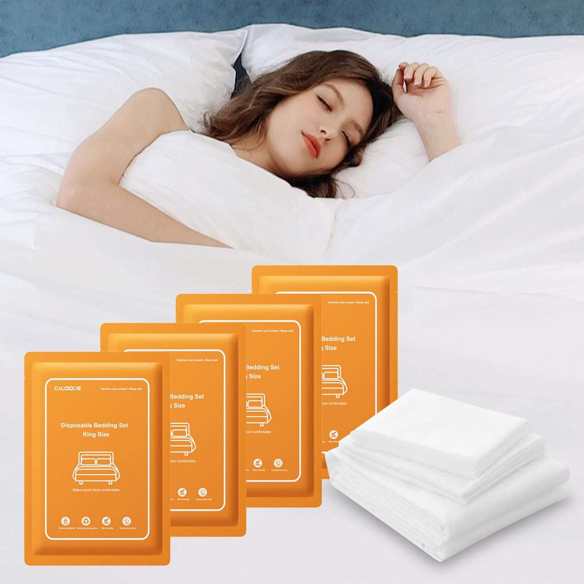 4 Pack Disposable Bed Sheet Queen Size for Travel