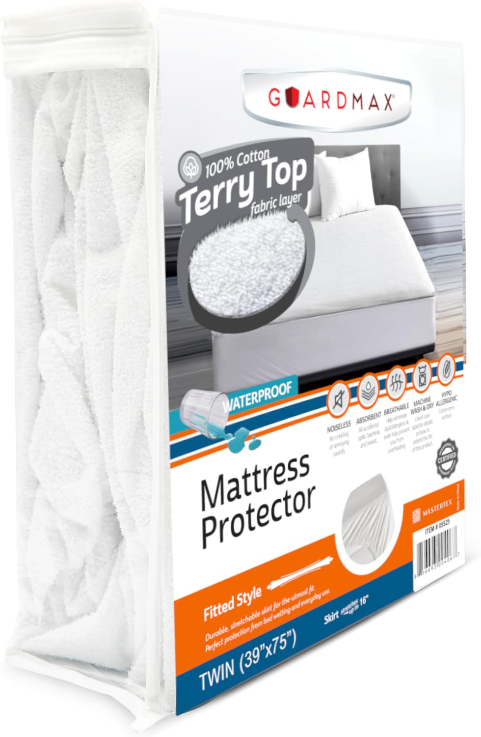 Guardmax Jersey Knitted Twin XL Size Mattress Protector - Waterproof & Dust Mite Proof Mattress Cover with Stretchable Pockets - Soft, Comfortable, & Noiseless Waterproof Fitted Sheet.(39 x 80 x 13)