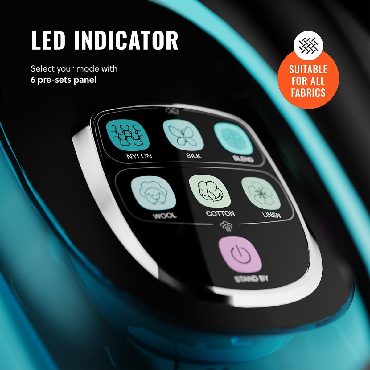 PurSteam SteamTech Steam Iron with LED Display, Ceramic Soleplate, 1750W