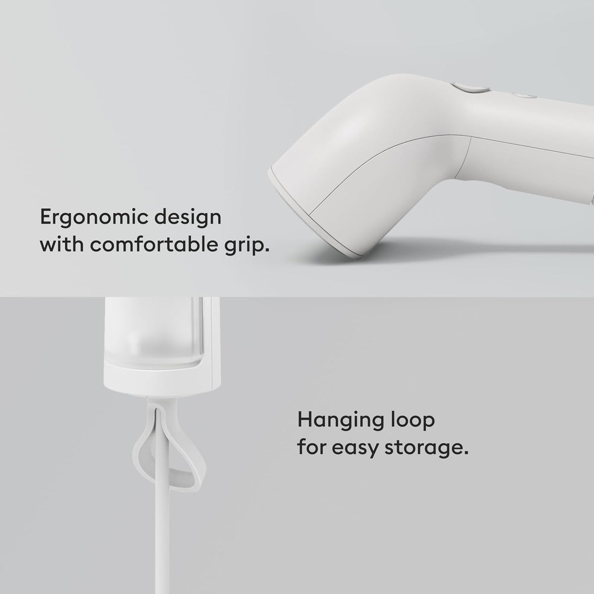 Steamery Handheld Clothes Steamer Cirrus Core, 1350W, Steam Output 0.74 oz/min, Heat up in 15 Seconds, Dry Steam Technology, Hanging Loop, Visible Water Tank, Portable, Scandinavian Design (White)