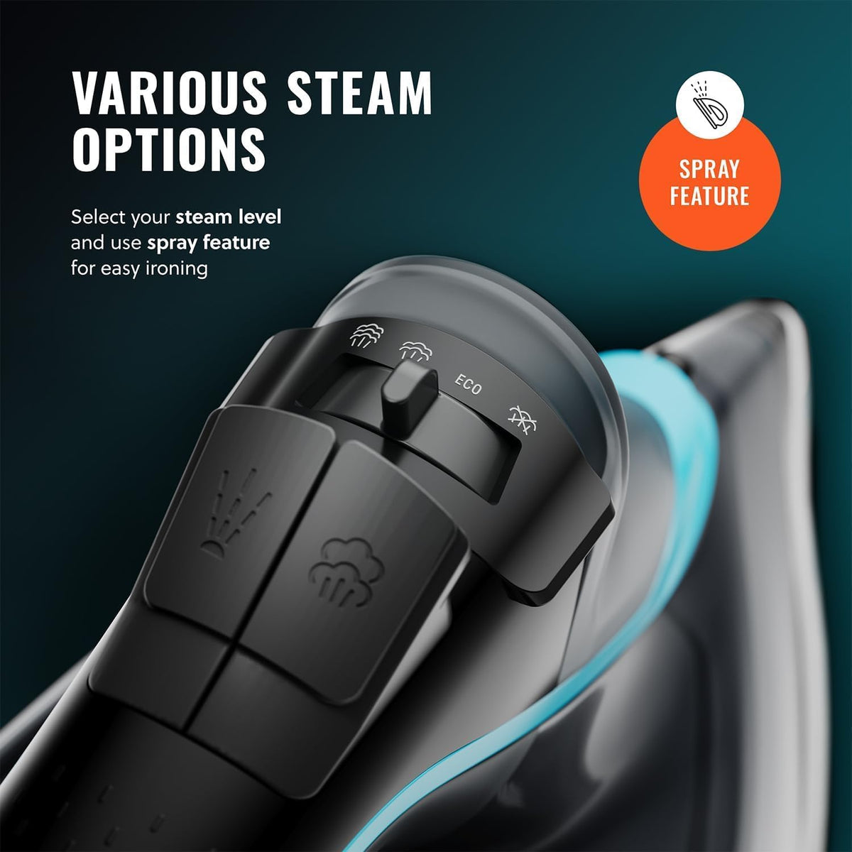 PurSteam SteamBurst+ Steam Iron, Ceramic Soleplate, Self-Clean, Anti Drip
