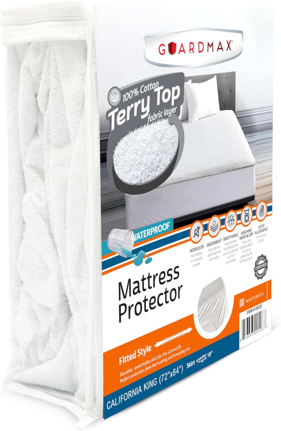 Guardmax Jersey Knitted Twin XL Size Mattress Protector - Waterproof & Dust Mite Proof Mattress Cover with Stretchable Pockets - Soft, Comfortable, & Noiseless Waterproof Fitted Sheet.(39 x 80 x 13)