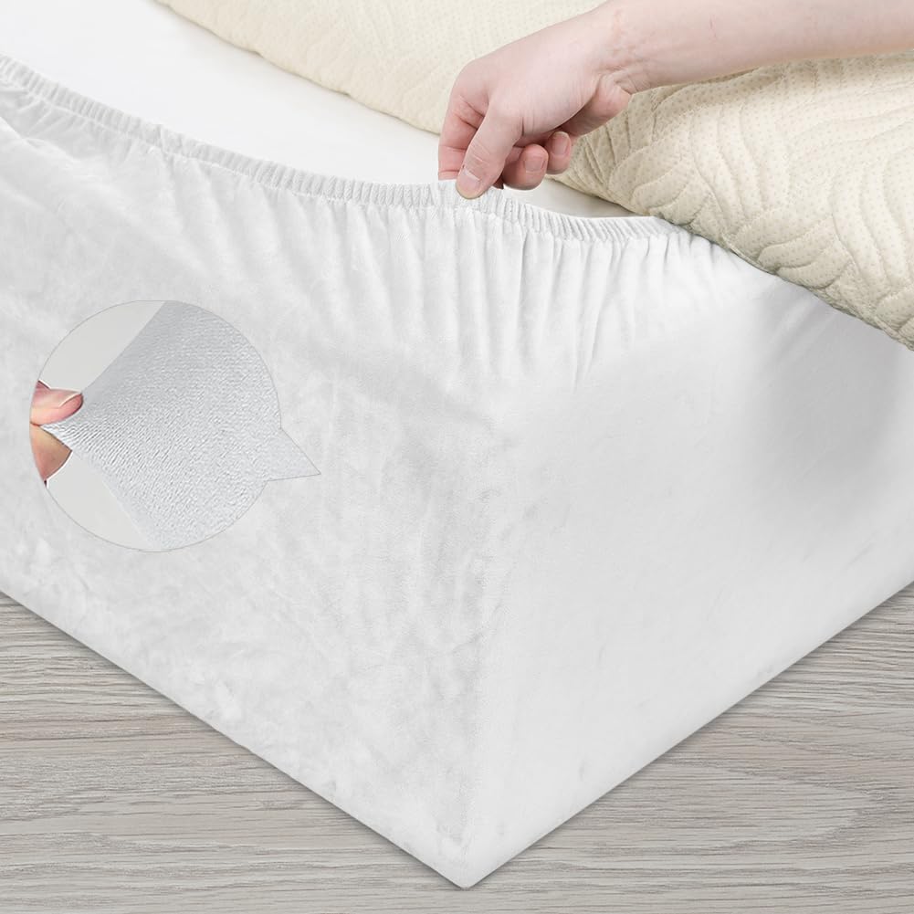 Velvet Bed Frame Cover, Bed Base Wrap Cover, Alternative to Traditional Valance Bed Sheet Skirt Cover, Fully Elastic Around The Base of Your Bed, Easy to Install(Camel, Queen Bed Width:59-63")