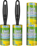 COMMEMA Lint Rollers for Pet Hair Extra Sticky, Pet Hair Remover Set Brush for Dog & Cat Hair Removal, Clothes, Furniture, 2 Handles with 4 Refills, 240 Total Sheets