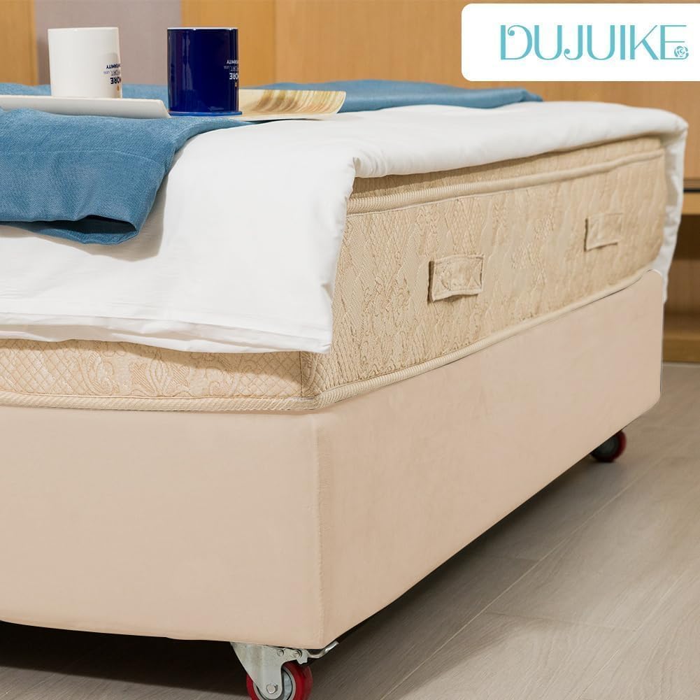 Velvet Bed Frame Cover, Bed Base Wrap Cover, Alternative to Traditional Valance Bed Sheet Skirt Cover, Fully Elastic Around The Base of Your Bed, Easy to Install(Camel, Queen Bed Width:59-63")