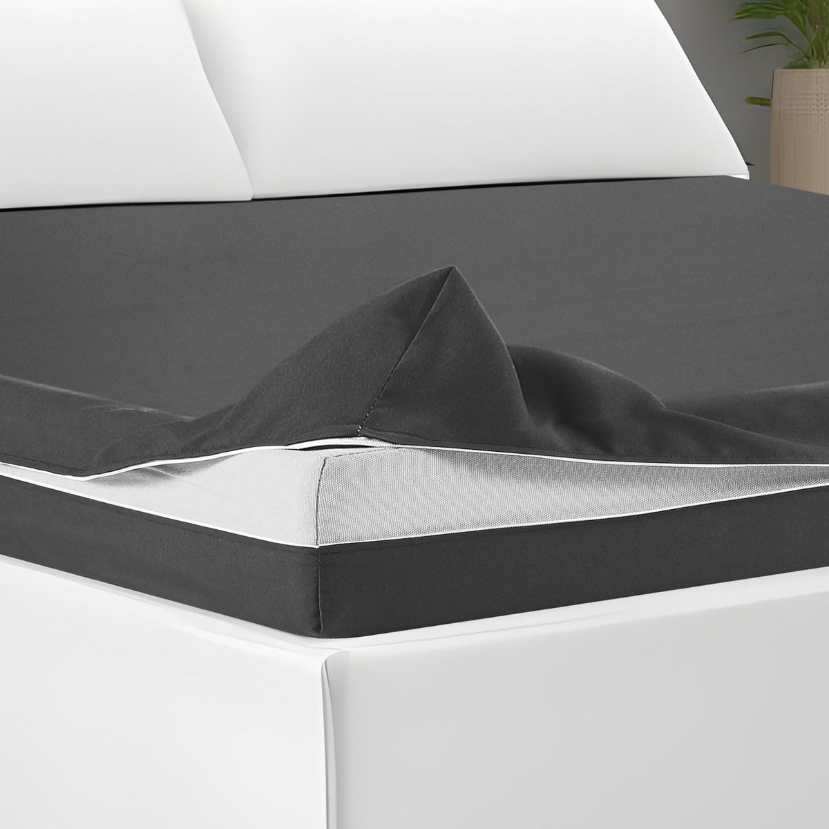 HunnmingRe Zippered Mattress Protector Fitted, Dark Gray, Queen,6-8in