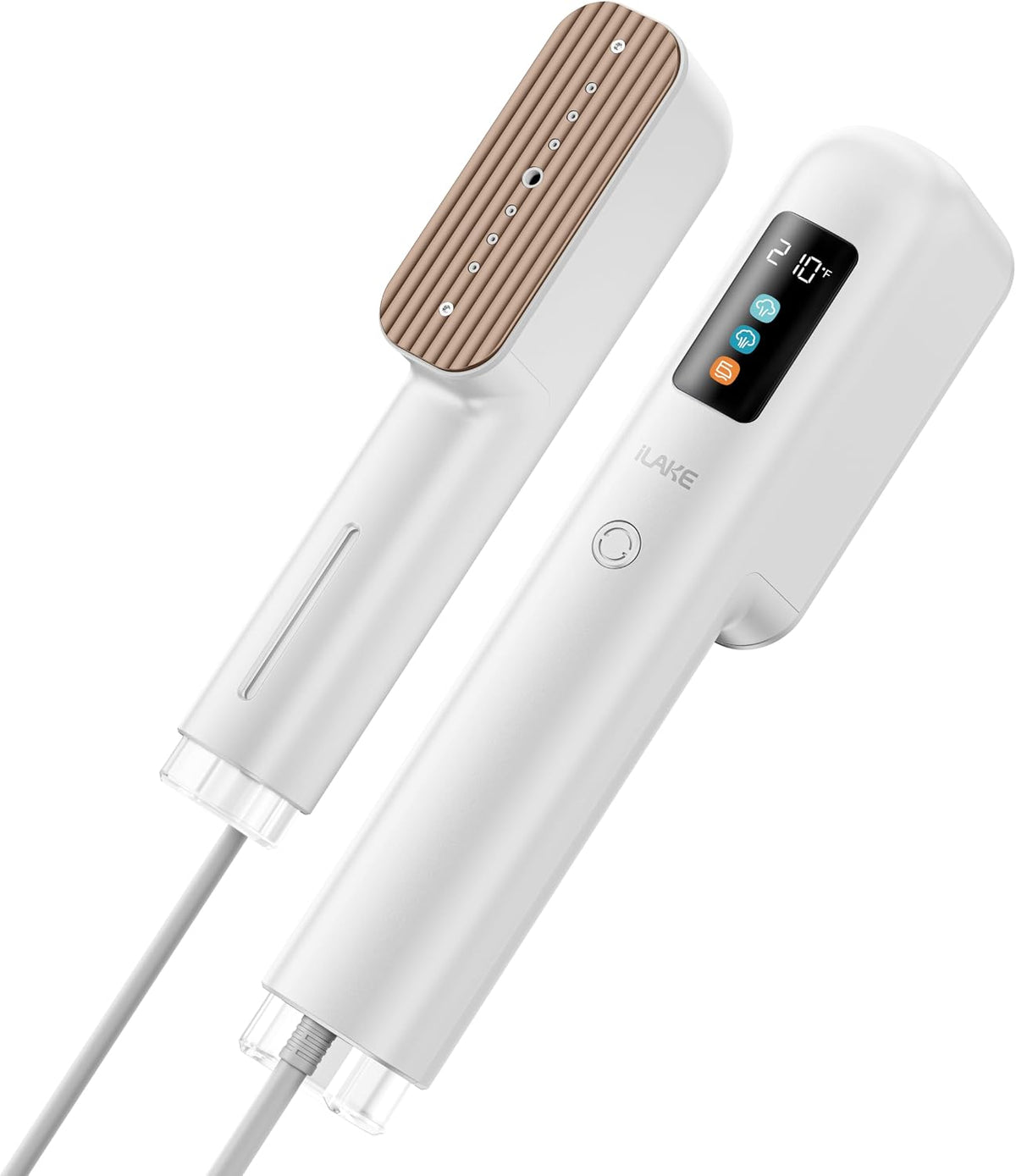 Travel Steamer for Clothes, 100-240V Dual Voltage Handheld Steamer & Iron 2-in-1, Digital Display, 20s Heat Up, Auto Shut-Off, Worldwide Use for Home & Business Travel (White)