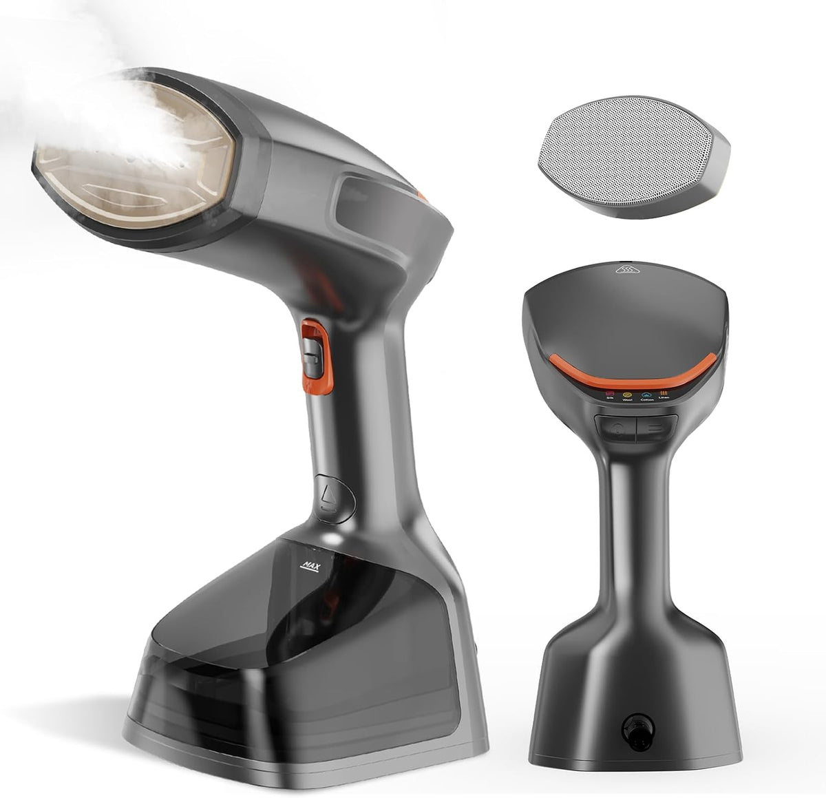 Handheld Steamer for Clothes, 1800W Portable Garment Steamer with 30s Fast Heat, 4 Fabric Modes for Silk/Wool/Cotton/Linen, 255ml Detachable Tank, Wrinkle Remover Iron Press with Lint Brush